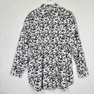 Forelli Button Down Shirt Womens 18 20 Plus Size Baroque Print Artsy